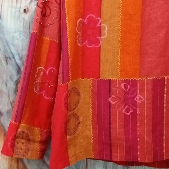 Alfred Dunner Lined Beaded LinenPatchwork Blazer Jacket Size 10 Button Front - Picture 8 of 11